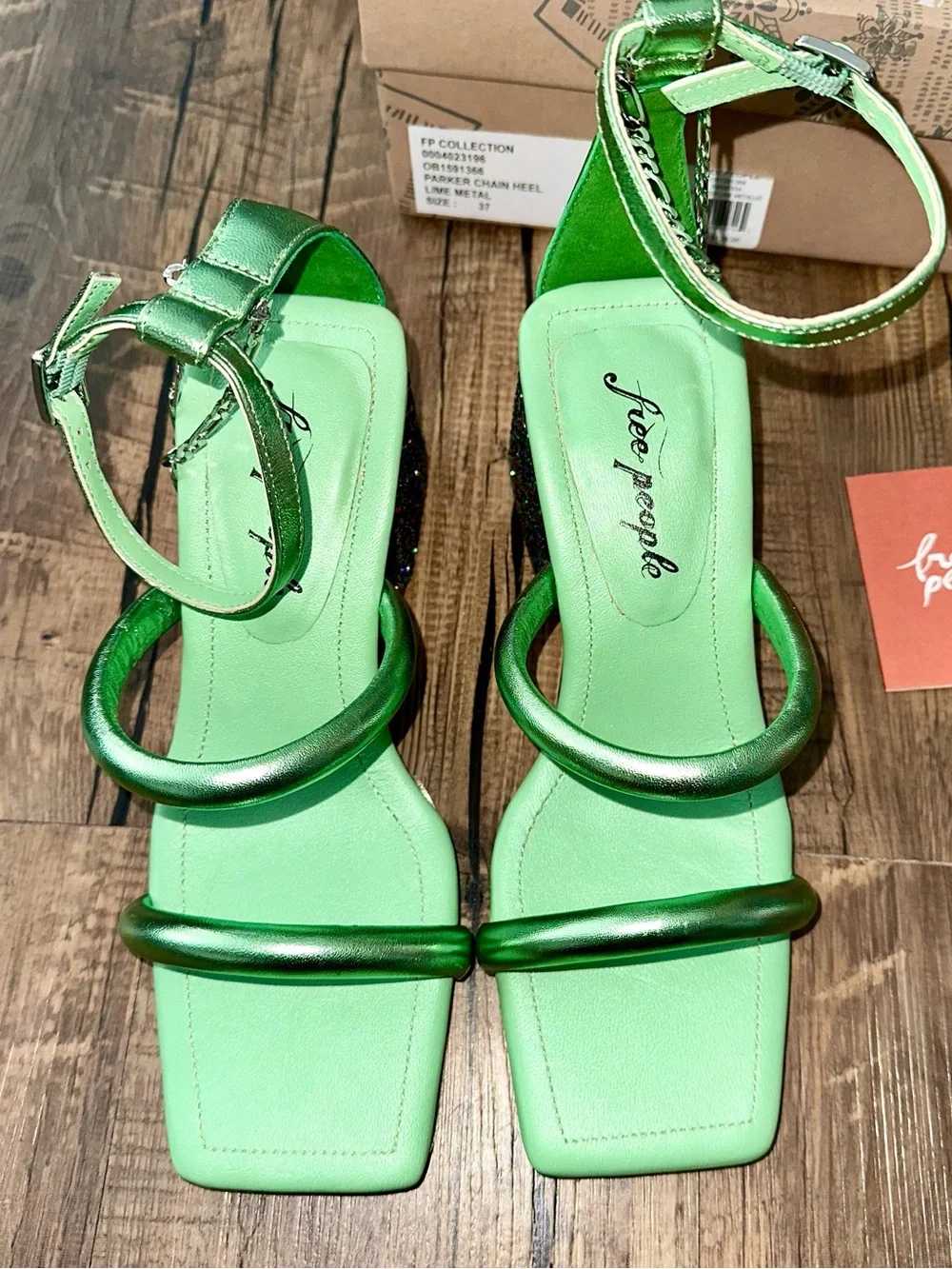FREE PEOPLE Leather Parker Chain Heeled Sandals